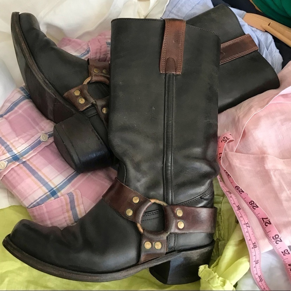 Frye Made In USA Vintage Two Tone Harness Boots